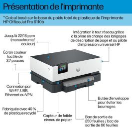 HP 5A0S3B Impresora Inyección Tinta Color Profesional OfficeJet Pro 9110B WiFi Dual Dúplex Auto 22 ppm Seguridad Wolf Pro Blanca