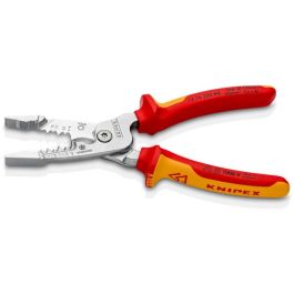 Knipex 13 76 200 ME - Alicates Electricista Multifunción Pelacables/Corte, 0.5-6mm, Acero Inoxidable, Rojo/Amarillo