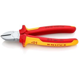 Knipex KP-7006180 Alicates de Corte Diagonal, Acero Cromo Vanadio, 180mm, Mangos Plástico Naranja/Rojo