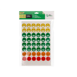 Liderpapel Gomets Escolares Bolsa 12 Hojas 48 Caras Por Hoja Colores Surtidos 20mm Diámetro