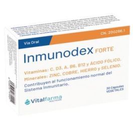 VITALFARMA Inmunodex Forte 30 Cápsulas. Suplemento de vitaminas y minerales para aumentar la respuesta inmunitaria. Precio: 15.95. SKU: B1KDJNFH8N