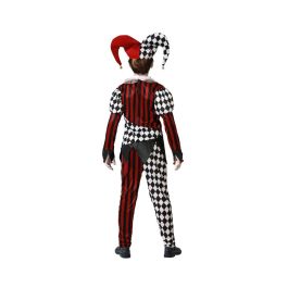 Disfraz Arlequín Infantil Rojo y Negro con diseño a Cuadros y Rayas. Incluye Gorro Bicolor, Camisa y Pantalón para Niño 3-4 Años. Disfraz Arlequín Infantil Rojo y Negro con diseño a Cuadros y Rayas. Incluye Gorro Bicolor, Camisa y Pantalón para Niño 3-4 Años.