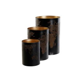 Portavela Loft DKD Home Decor Negro Blanco 15 x 22 x 15 cm Set de 3