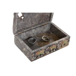 DKD Home Decor Caja Decorativa de Piedra estilo Indio con Elefante, Marrón Multicolor, Dimensiones: 10 cm Largo x 15 cm Ancho x 5.5 cm Alto