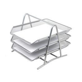 Bandeja Sobremesa Metalica Q-Connect Kf00822 Rejilla Plata 3 Bandejas Movibles 350x278x275 mm