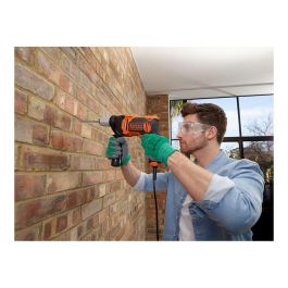 Black+Decker Taladro Percutor 850W 230V con Cable 3m, Velocidad Variable 0-3100 rpm, Percusión 54400 BPM, Maletín, Mango Lateral y Brocas