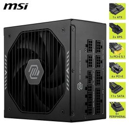 MSI 306-7ZP1B21-CE0 Fuente Alimentación MAG A1000GLS PCIE5 1000W 80 PLUS Gold Modular ATX, Ventilador 135mm