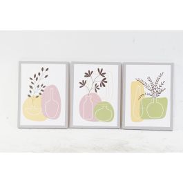 DKD Home Decor Cuadro Scandi Decorativo Multicolor con Diseño de Jarrones, Set de 3 Unidades de Lienzo y Pino 30x40 cm Precio: 7.26. SKU: B15ABPEGCF