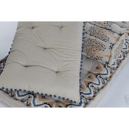 DKD Home Decor Sillon Colección Rodev Set de 4 Algodón Desgastado Amarillo Beige 76x145 cm Altura Asiento 13cm