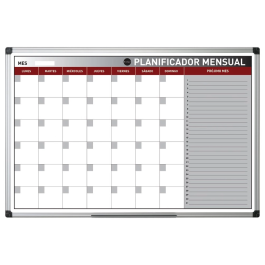 Bi-office Planning Magnético Mensual Lacado Marco Aluminio Rotulable 90x60 cm
