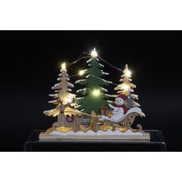 DKD Home Decor Decoracion Navidad 6 Unidades Verde Rojo Madera LED 5 x 16 x 20 cm