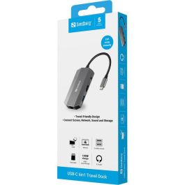 Sandberg 6in1 Travel Dock USB-C con HDMI, USB 3.0, RJ45 para Conectar Pantallas y Dispositivos