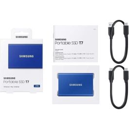 Samsung T7 Unidad de Estado Sólido (SSD) Externa con Interfaz USB Tipo C, 2TB de Capacidad, Color Azul y Caja de Aluminio
