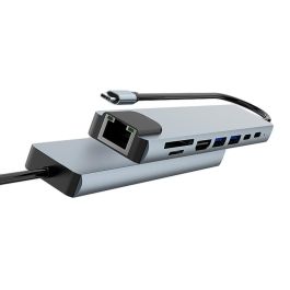 Coolbox C81 COO-DOCK- Minidock USB-C a HDMI 4K, 2xUSB-A 3.2, USB-C PD 100W, Lector SD/MicroSD, RJ45 Gigabit. Aluminio.