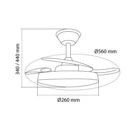 Cristalrecord Hornet Ventilador de Techo LED 3CCT Aspas Retráctiles Motor DC 32W 3195lm Ø56cm Silencioso con Mando Blanco