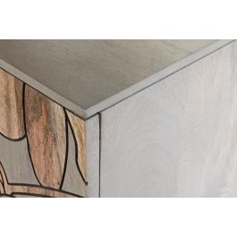 DKD Home Decor Buffet Tropical de Madera de Mango y Metal Gris Natural con 4 Puertas y 2 Estanterías, Detalles de Flores 177x45x74 cm