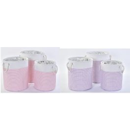 Cesta DKD Home Decor Lila Rosa 40 x 49 x 40 cm Set de 3 (2 Unidades)