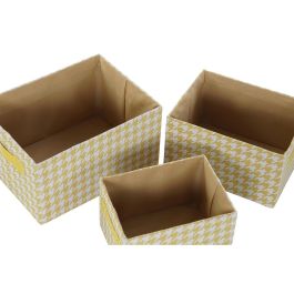 Cesta Basicos DKD Home Decor Gris Amarillo 24 x 18 x 32 cm Set de 3 (3 Unidades)