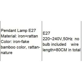 DKD Home Decor Lámpara de Techo Urban Marrón Claro Blanco Metal Ratan 30 x 38 x 30 cm