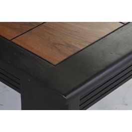 DKD Home Decor Mesa Centro Negro Natural Acacia 100x60x30 cm