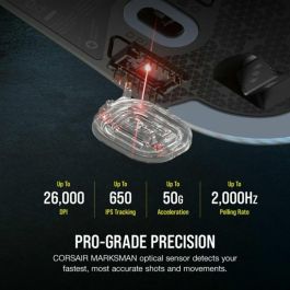 Corsair COR1716021245643 M75 Wireless Ratón inalámbrico para juegos, ambidiestro, RGB