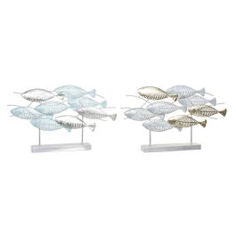 DKD Home Decor Decoración Mediterránea de Pared Peces Metálica Azul Dorado 39.5 x 65.4 x 9 cm (Set 2 Unidades) Precio: 67.50000004. SKU: S3042075
