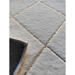 DKD Home Decor Alfombra Moderno de Poliéster Blanco 240 x 60 cm para Salón o Dormitorio con Diseño de Rombos
