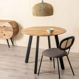 Mesa de Comedor 90 x 90 x 77 cm Natural Negro Madera Hierro