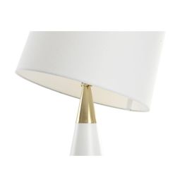 DKD Home Decor Lámpara de Sobremesa Urban Blanco Dorado, en Cerámica, Algodón y Plafón de Poliéster, con Casquillo E27, 50W, 38x38x66 cm