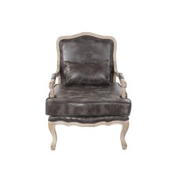 DKD Home Decor Sillón Loft Marrón Natural 70 x 66 x 94 cm PU y Rubberwood