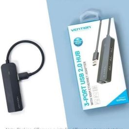 Vention CHPBB Docking Station USB 2.0 con 3 Puertos USB-A, 1xMicro USB PD, 1xRJ45 Ethernet 10/100Mbps Negro