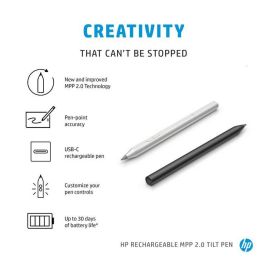 HP Lápiz Óptico Recargable MPP 2.0 con Función de Inclinación Negro para Mejor Respuesta y Transiciones Suaves