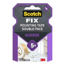 Cinta doble cara montaje espejos, 19mmx1,5m, máx 5 kg