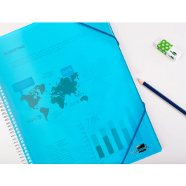 Liderpapel Carpeta Escaparate con Espiral 10 Fundas Polipropileno DIN A4 Azul