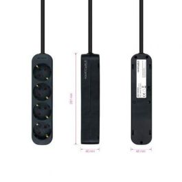 Nanocable 10.37.0004-NS-BK Regleta 4 Tomas de Corriente con Toma de Tierra, Protección Infantil, Cable 1.4m, Negra, 3680W Nanocable 10.37.0004-NS-BK Regleta 4 Tomas de Corriente con Toma de Tierra, Protección Infantil, Cable 1.4m, Negra, 3680W