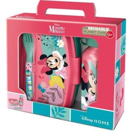 Set De Botella Portaliquidos Y Sandwichera Safta + Cubiertos Minnie Mouse Nalve 180x210x70 mm