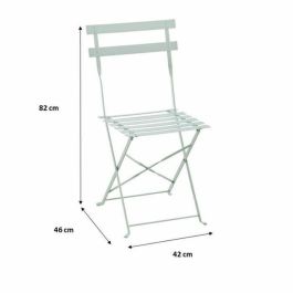 Conjunto Bistró 2 Personas - Mesa Redonda 60 cm con 2 Sillas - Acero Pintado Polvo Verde Celadón - Mesa 60x71 cm, Silla 42x45x82 cm