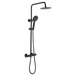 OCEANIC Columna de ducha - Mezclador termostático - Cabezal redondo alto diámetro 20 cm - Negro mate