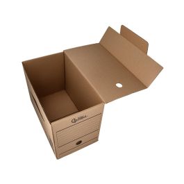 Caja Archivo Definitivo Liderpapel Folio Doble Ancho Carton Reciclado 400 gr-M2 Lomo 200 mm Kraft 367x200x251 mm