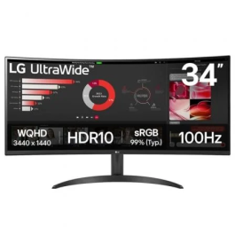 LG Monitor 34" 34WR50QK-B Wide Quad HD 3440 x 1440 Curvo 1800R Negro Precio: 269.50000033. SKU: B1KCPCHRR4