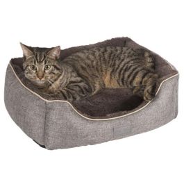 Kerbl Cesta Samuel para Perro - 50x40x15 cm - Plateada y Gris - Felpa Interior, Lavable, Cojín Reversible, Poliéster