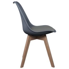 Home Deco Factory Silla COPENHAGUE Acolchada Gris Diseño Escandinavo Patas Madera Haya 49x58 cm