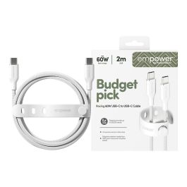 PanzerGlass empower by Racing Cable USB-C a USB-C 60W 2 Metros Blanco, 100% Poliéster Reciclado, Certificado GRS