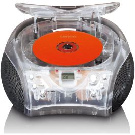 Lenco SCD-24TR Radio Portátil Digital FM Bluetooth Transparente con Pantalla LCD y Altavoces Estéreo