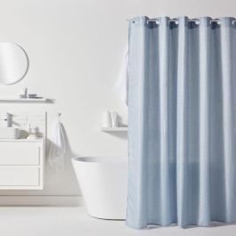 Cortina de ducha con diseño de gofres - Azul - Poliéster - 180 x 200 cm - 12 ganchos - UTILITY - TODAY