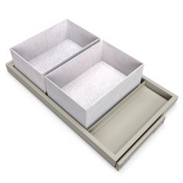 Emuca Kit de bandeja, 2 cestos organizadores y bastidor de guías con cierre suave para armarios, regulable, módulo 800mm, Gris piedra