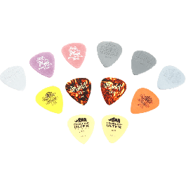 Dunlop Pack Variedad de Púas Light & Medium: Nylon, Max-Grip, Celluloid, Gator Grip, Tortex, Ultex - 12 Unidades