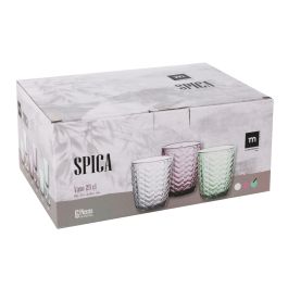 La Mediterranea Vaso Spica de 290 cc en color Verde, con un diámetro de 8 cm y altura de 10 cm, peso de 270 gramos. (48 Unidades)