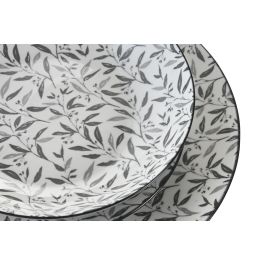 DKD Home Decor Vajilla Oriental Gris Claro Porcelana 27x27x2 cm Set 18 Piezas