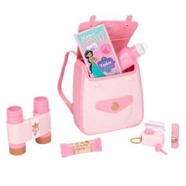 JAKKS PACIFIC Mochila Viaje Princesas Disney con Prismáticos, Auriculares, Botella de Agua, Bálsamo Labial y Mapa de Juguete